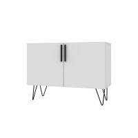 Manhattan Comfort 168AMC198 Mid-Century - Modern Nolita Double Side Cabinet with 4 Shelves in White
